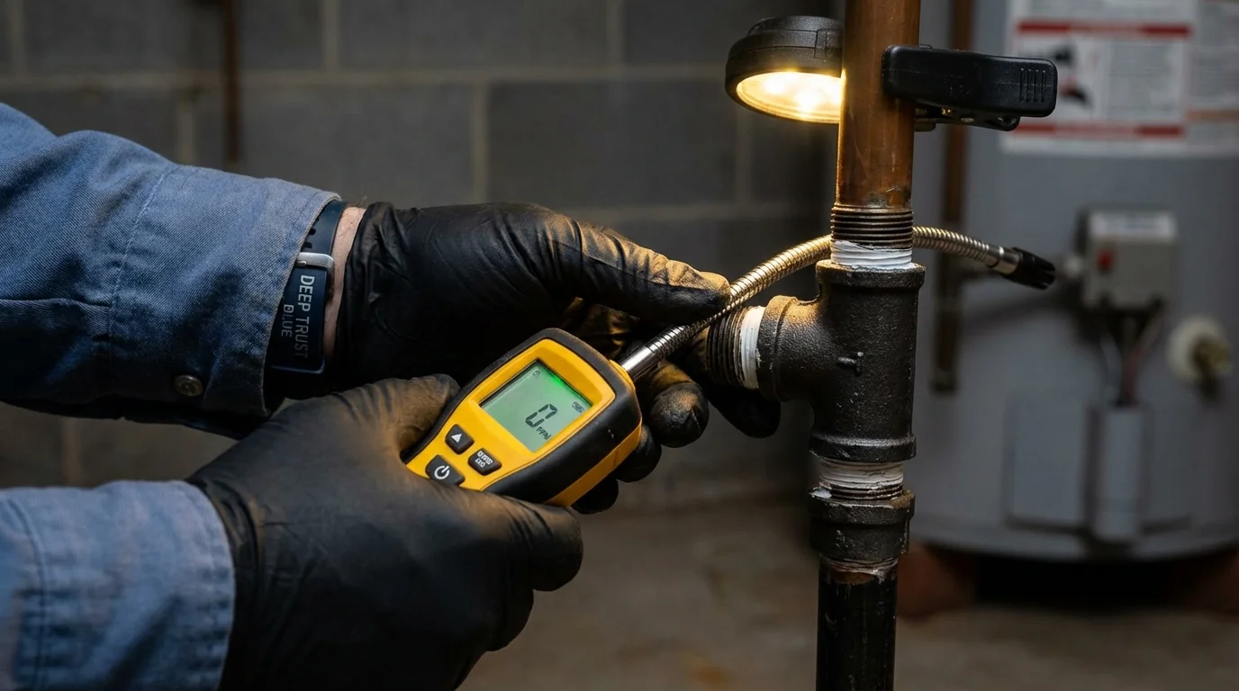 Gas leak detection with electronic sniffer by Johns Plumbing LLC in Seadrift