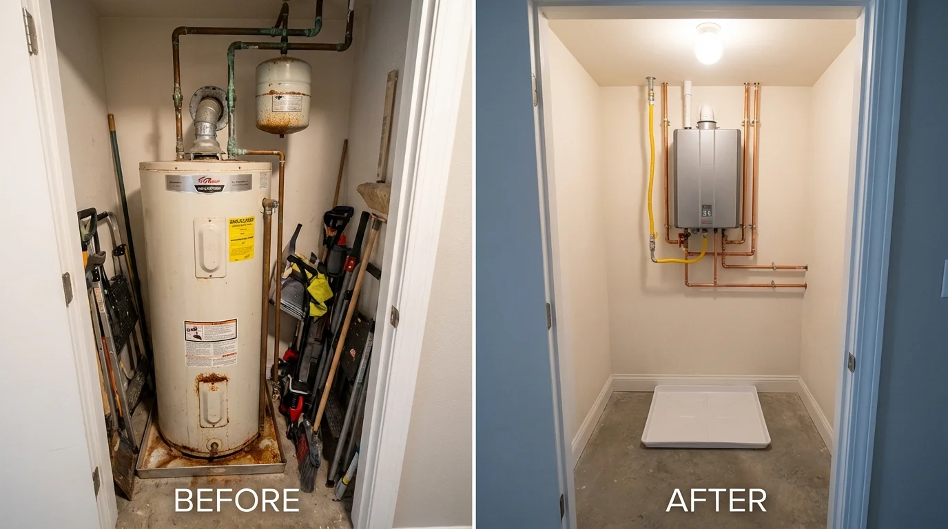 Tank water heater versus wall-mounted tankless unit comparison for Seadrift, TX homeowners
