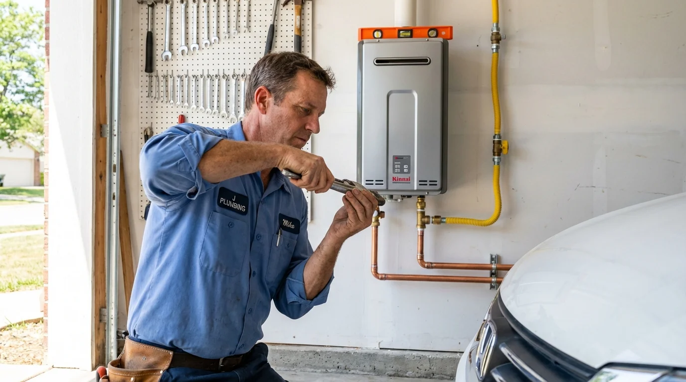 Tankless water heater installation by a Johns Plumbing LLC plumber in Seadrift